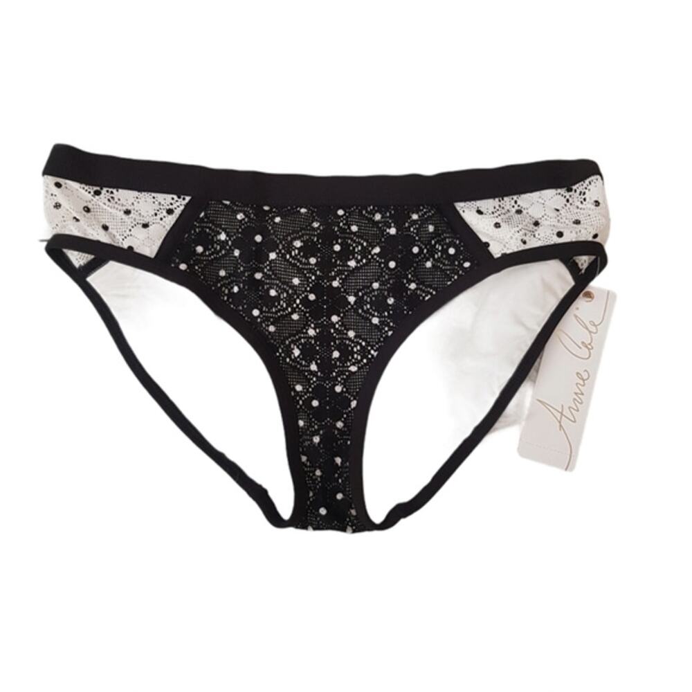 NWT Anne Cole White Black Crochet Lace Print Bikini Bottoms XS - Picture 7 of 10